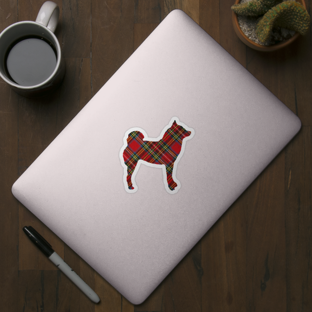 Lilly the Shiba Inu Silhouette - Tartan on White by shibalilly